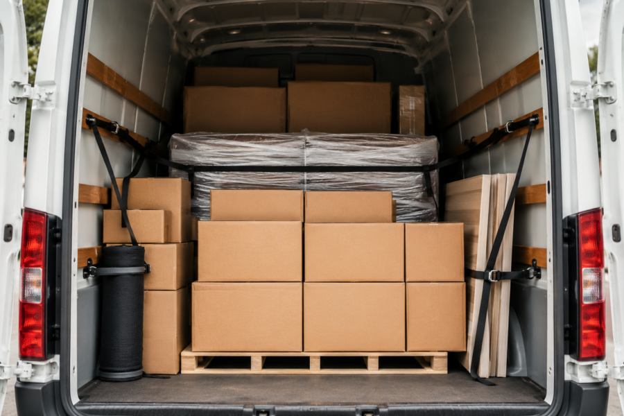 como debe colocar la carga que transporte en una furgoneta